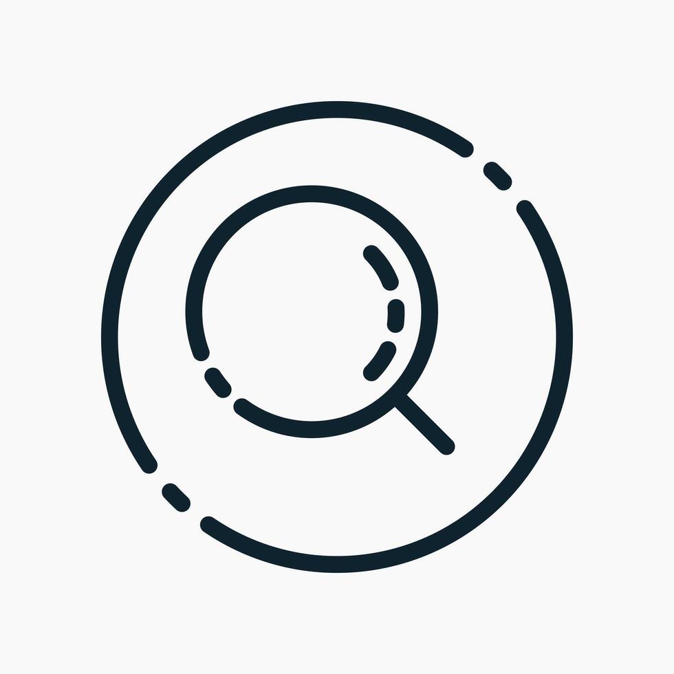 Magnifying icon in a circle on a white background vector