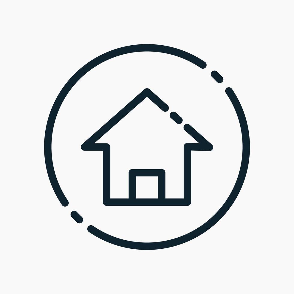 A house icon in a circle on a white background vector