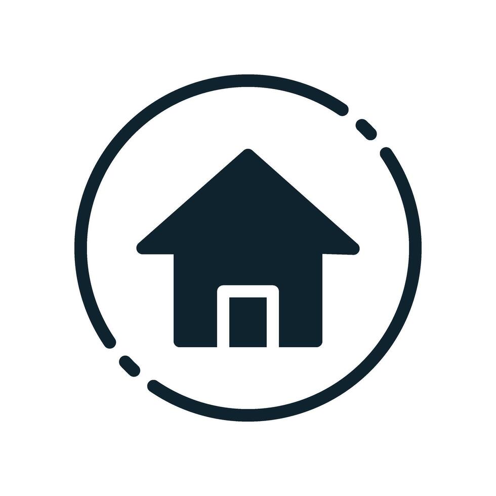 A house icon in a circle on a white background vector
