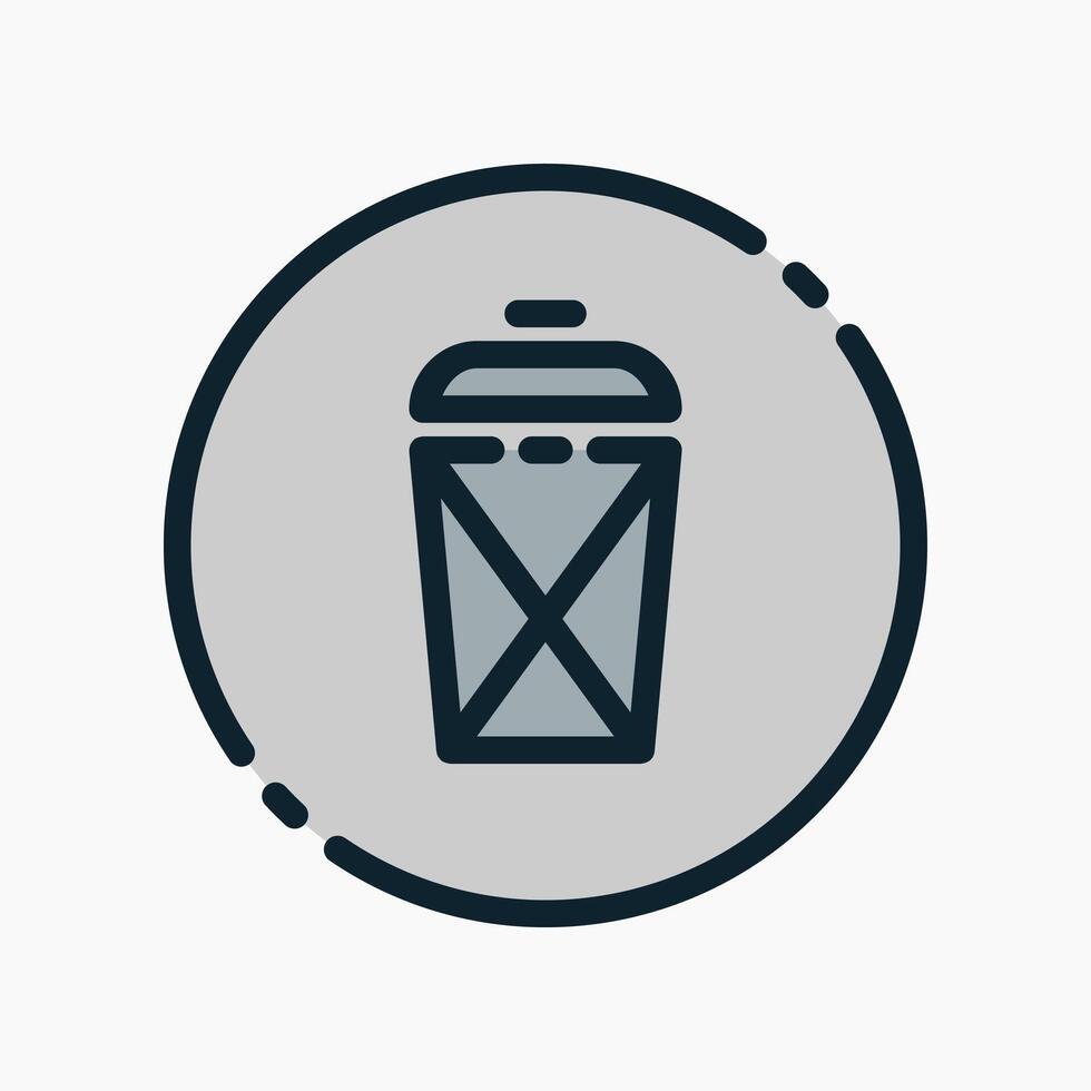 A trash can icon in a circle vector