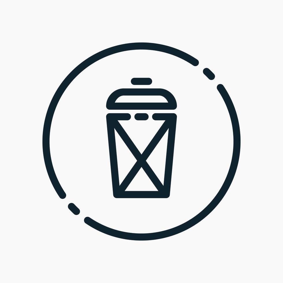 A trash can icon in a circle vector
