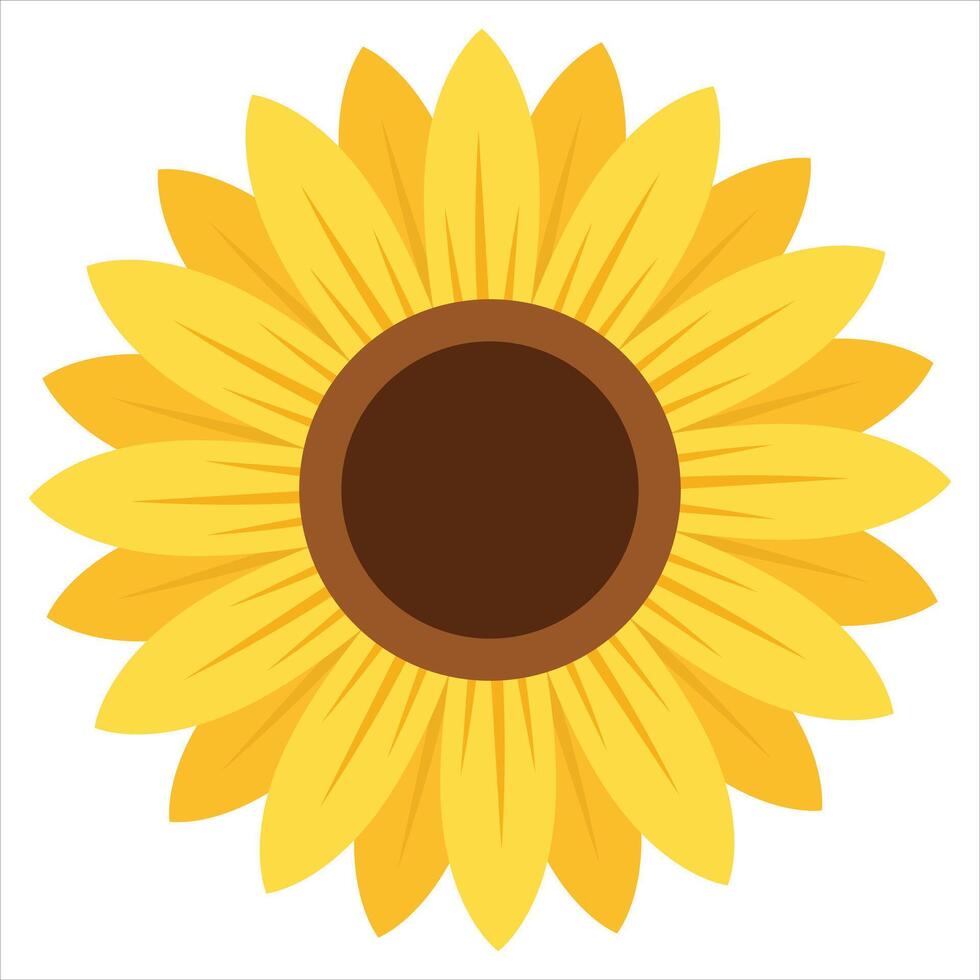 Title Simple cartoon sunflower. Suited for childrens books, educational materials, summer designs, and naturethemed projects, adding cheerfulness and brightness. vector