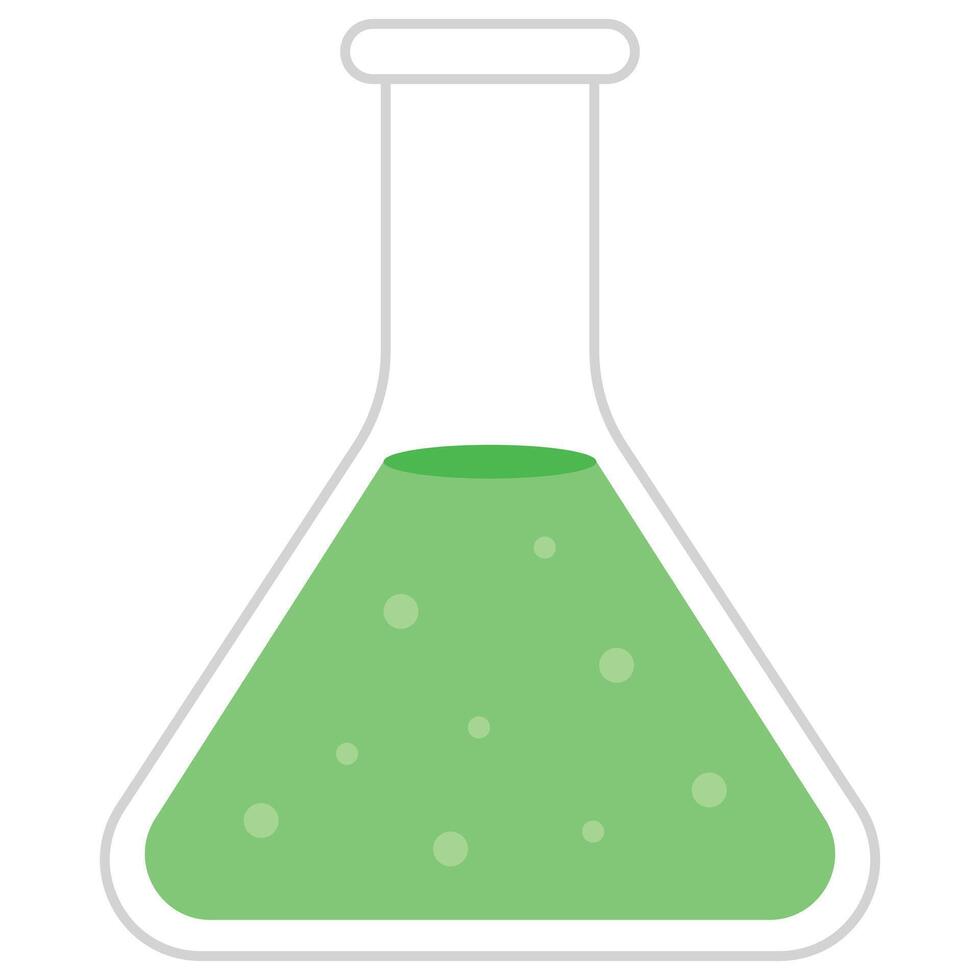 Beaker with green liquid and bubbles, perfect for sciencerelated designs, educational materials, or laboratorythemed projects for print or web. vector