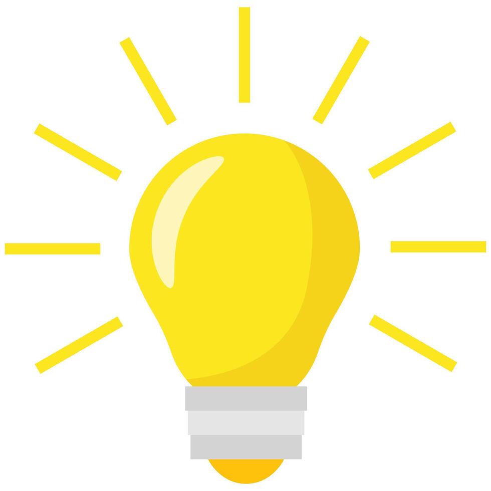 Yellow light bulb emits glowing rays belonging to a solution, creativity, innovation, and bright ideathemed design projects and concepts. vector