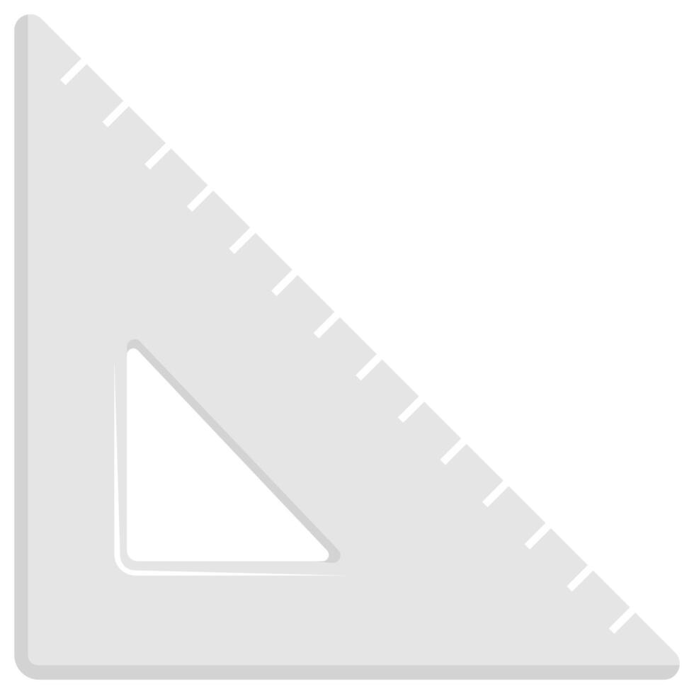 Useful for math, engineering, and drawing designs, this white triangular ruler with markings aids in precise measurements and angles. vector