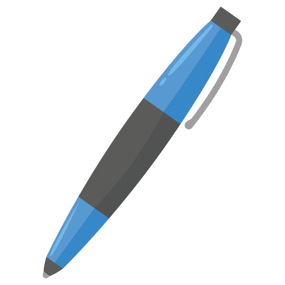 Blue and black ballpoint pens on white background. Great for office supplies, writing tools, stationery, business concepts, and education themes. vector