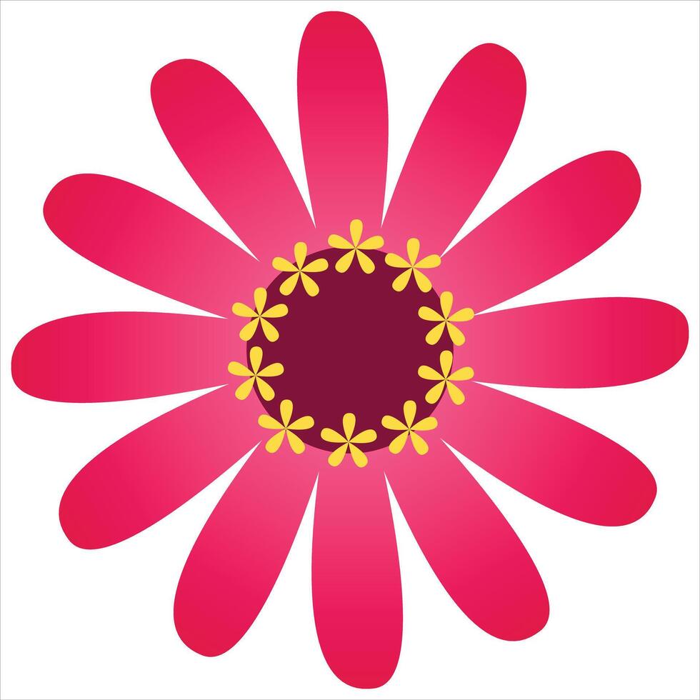 Pink flower with yellow centers suitable for floral designs, greeting cards, invitations, gardenrelated themes, nature backgrounds, and spring concepts. vector