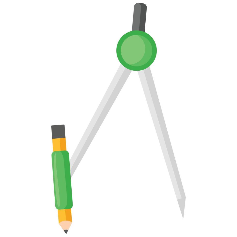 Green and silver compass with a pencil great for educational content, navigation materials, travel blogs, exploration concepts, and geography resources. vector