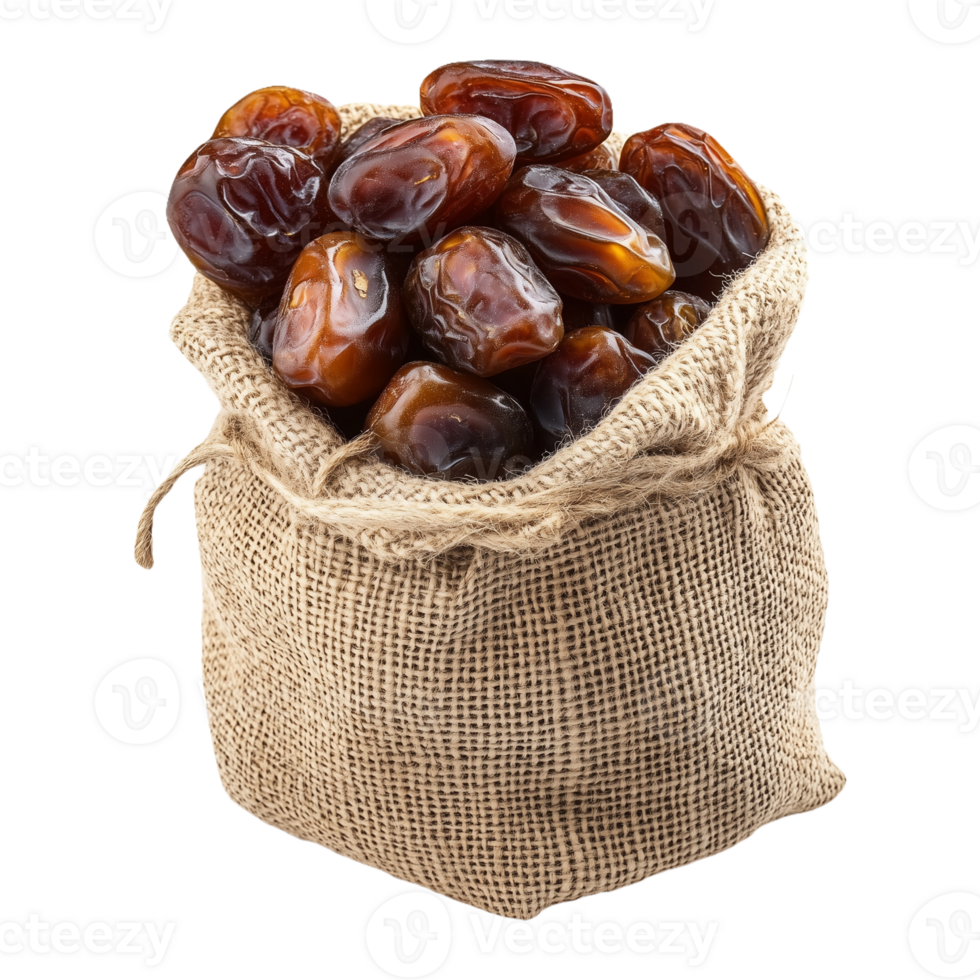 Rustic Charm of Sweet Dates in Burlap Sack A Perfect Cutout for Product Backgrounds and Covers png