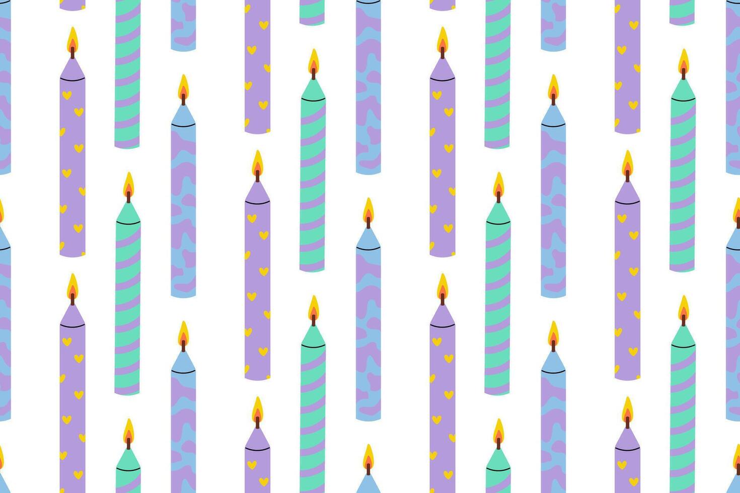 Colorful decorative candles arranged in a playful pattern on a white background vector