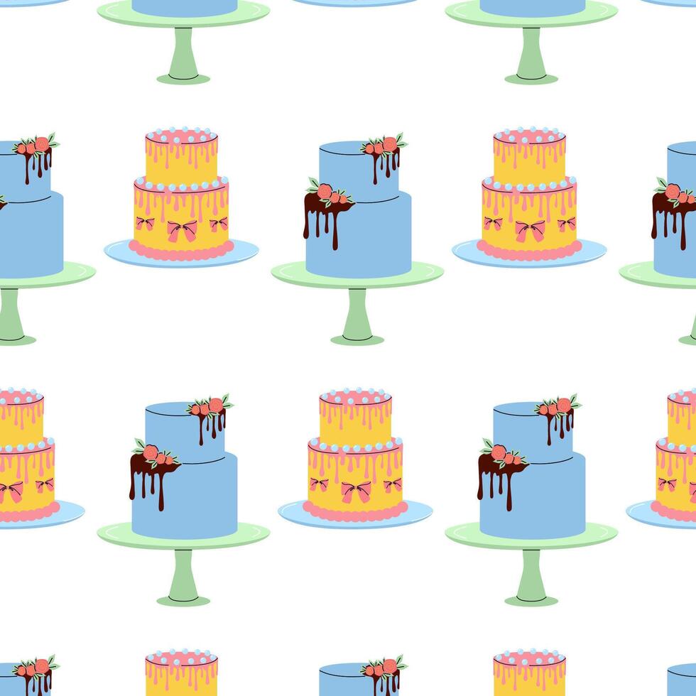 Colorful and festive cake patterns for celebration themes in various styles vector