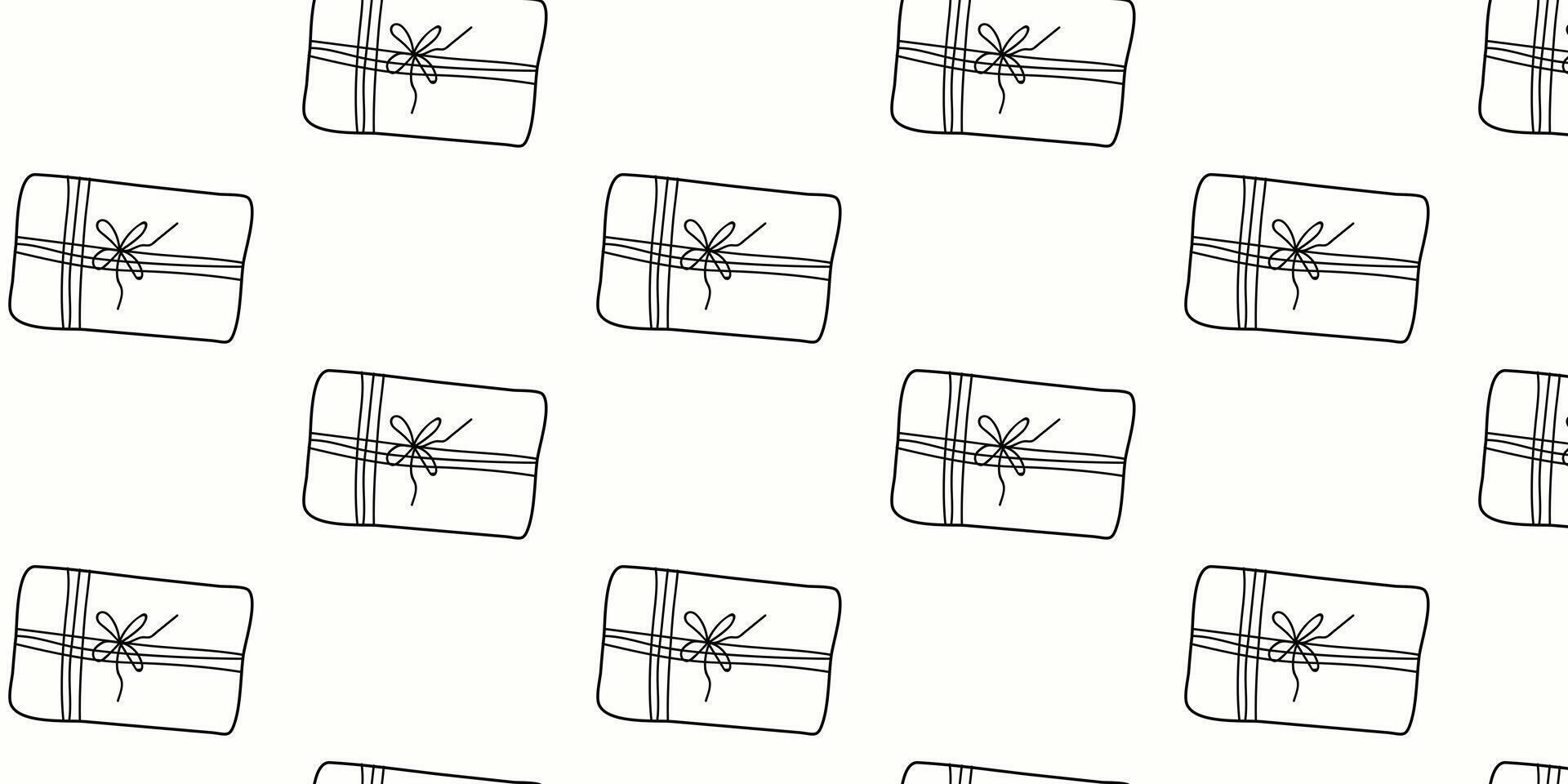 Artistic pattern featuring hand-drawn gift boxes with ribbons on a soft background vector