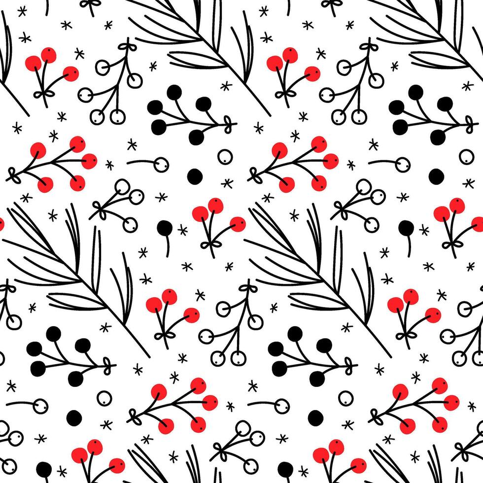 Floral pattern featuring black and red designs on a white background vector