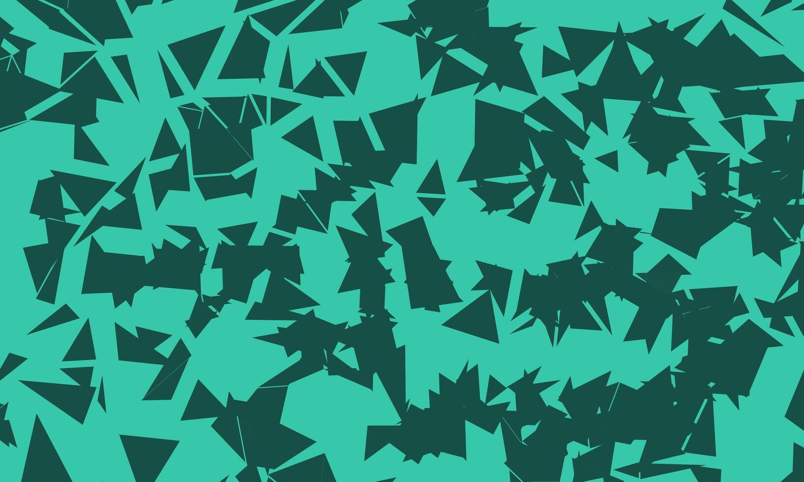Chaotic and stacked triangle pattern background on dark aqua green color. Abstract geometric design vector