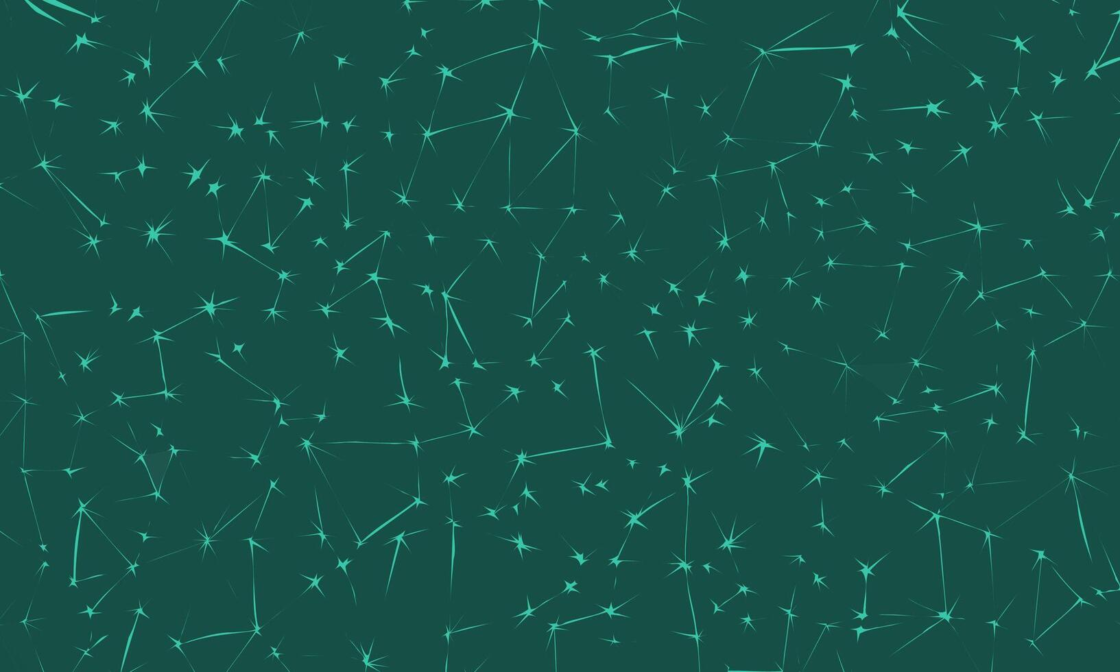 An intriguing abstract background featuring a repeating pattern of stylized stars and connecting lines in shades of teal and emerald green. suitable for creative projects vector