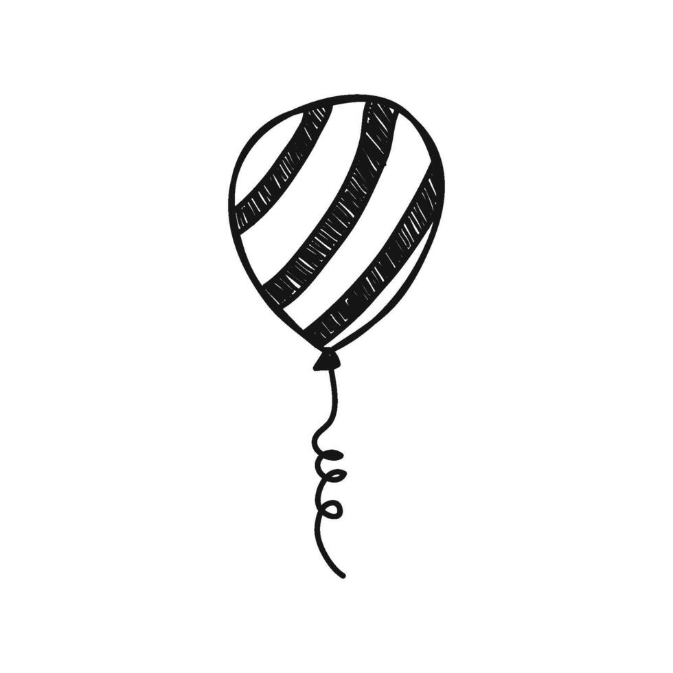 Hand-Drawn Party Balloon Doodle Illustration vector