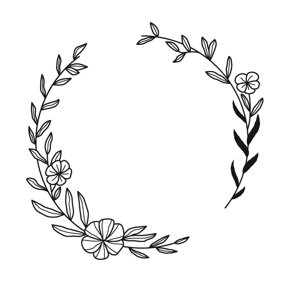 Minimalist Flower Frame Sketch vector