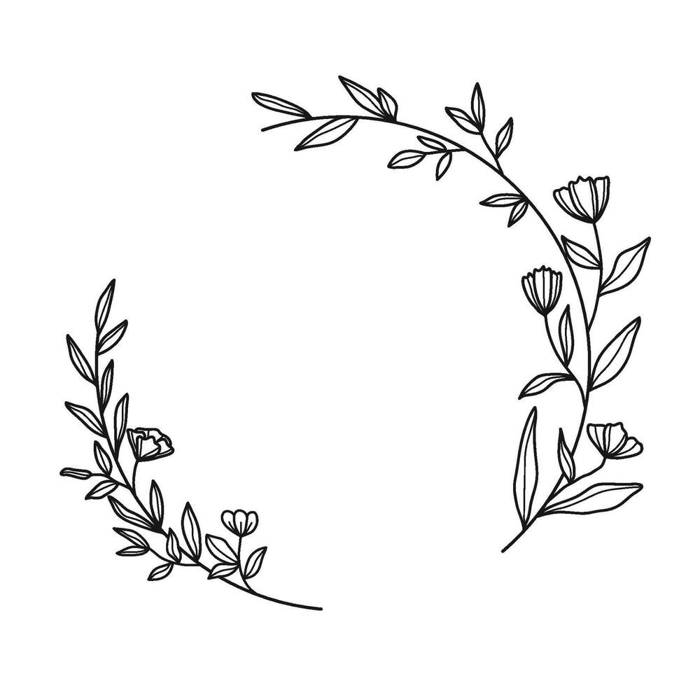 Elegant Botanical Wreath Outline vector