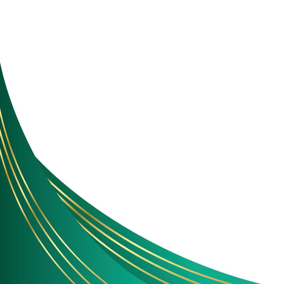Gold green curve corner abstract border vector
