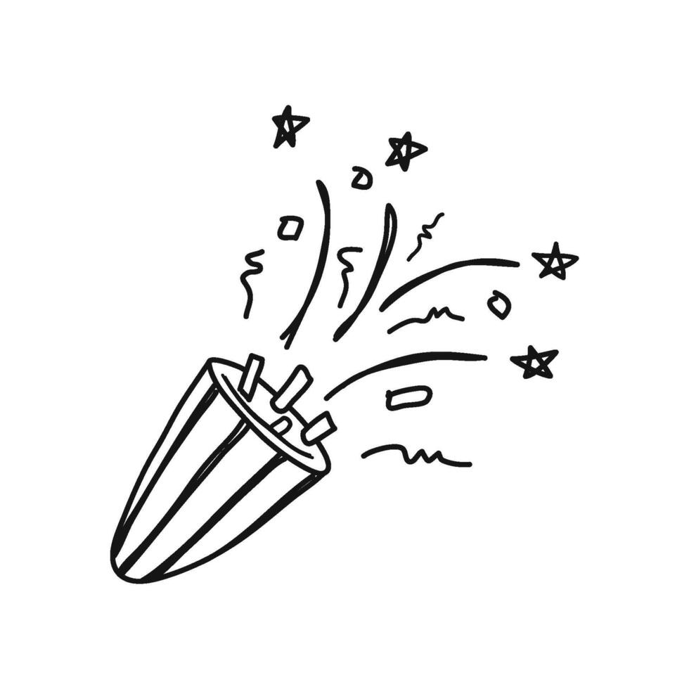 Black and White Doodle of a Celebration Popper vector