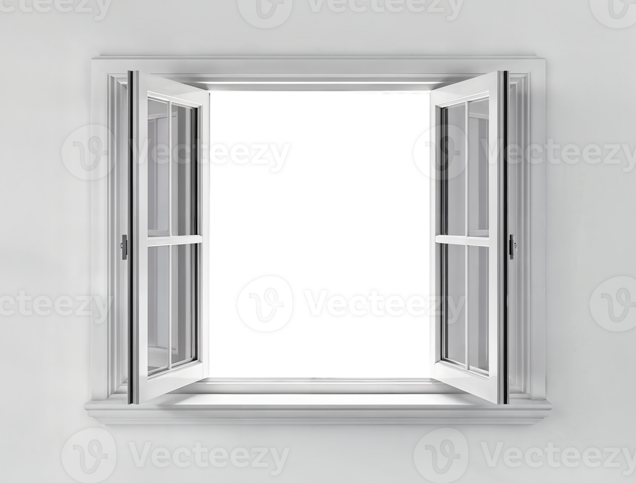 White Window Frame in Minimal Modern Design Isolated with Transparent png