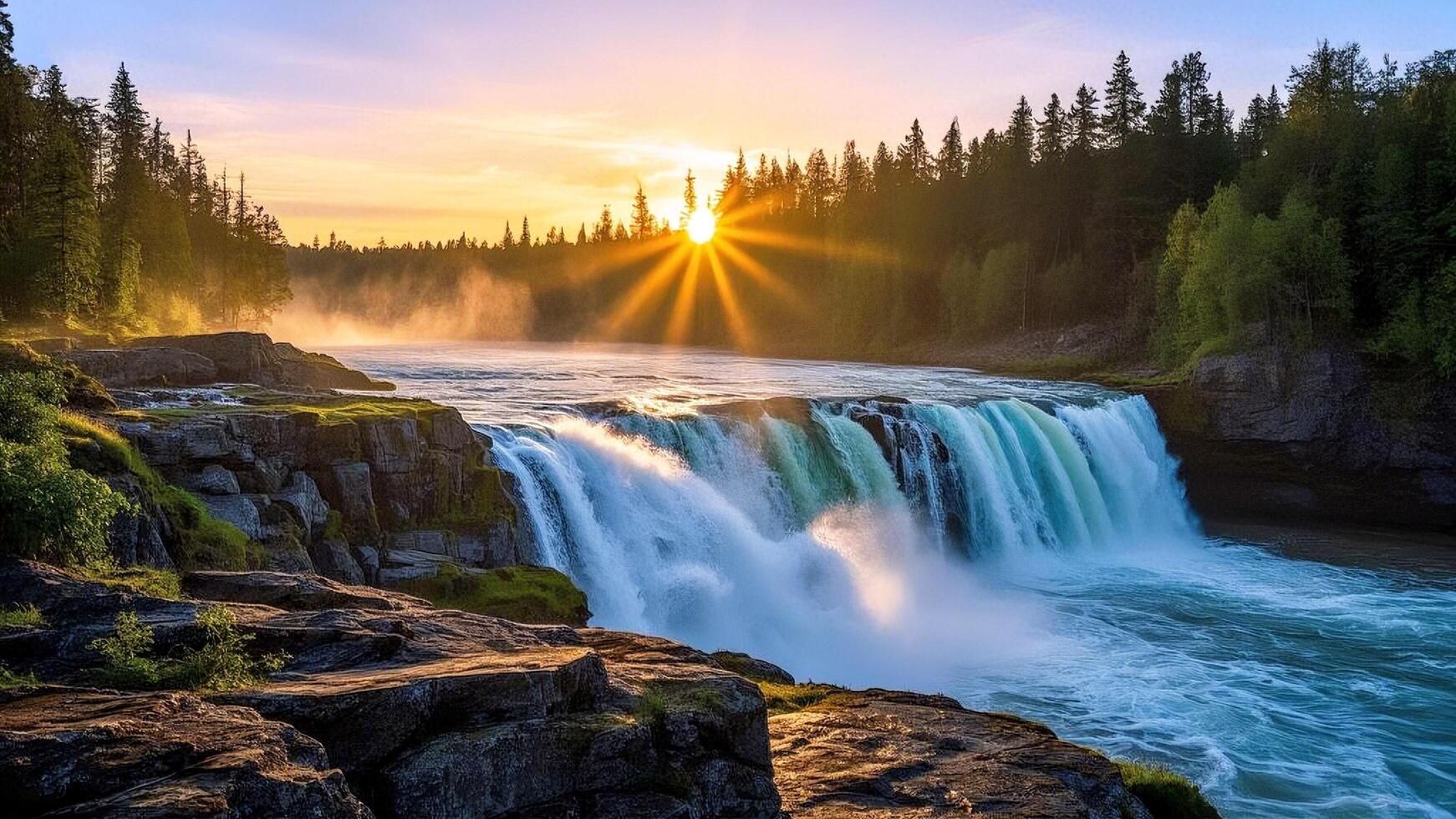 Waterfall in the forest photo