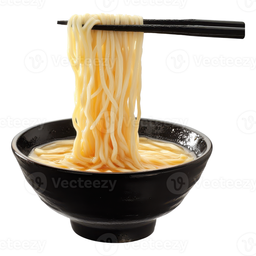 Majestic Hiroshima style Tsukemen Noodles in a Bowl with Chopsticks png