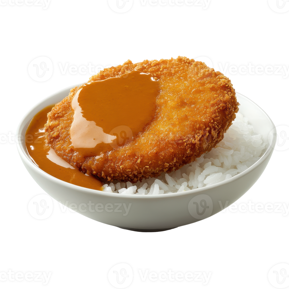 Sumptuous Katsu Curry Dish with Breaded Chicken Rice and Flavorful Sauce png