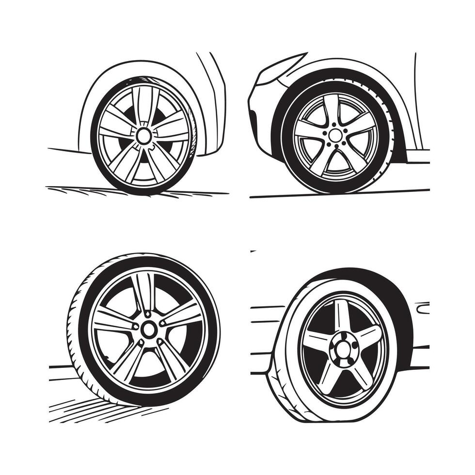 Set of car wheels isolated vector