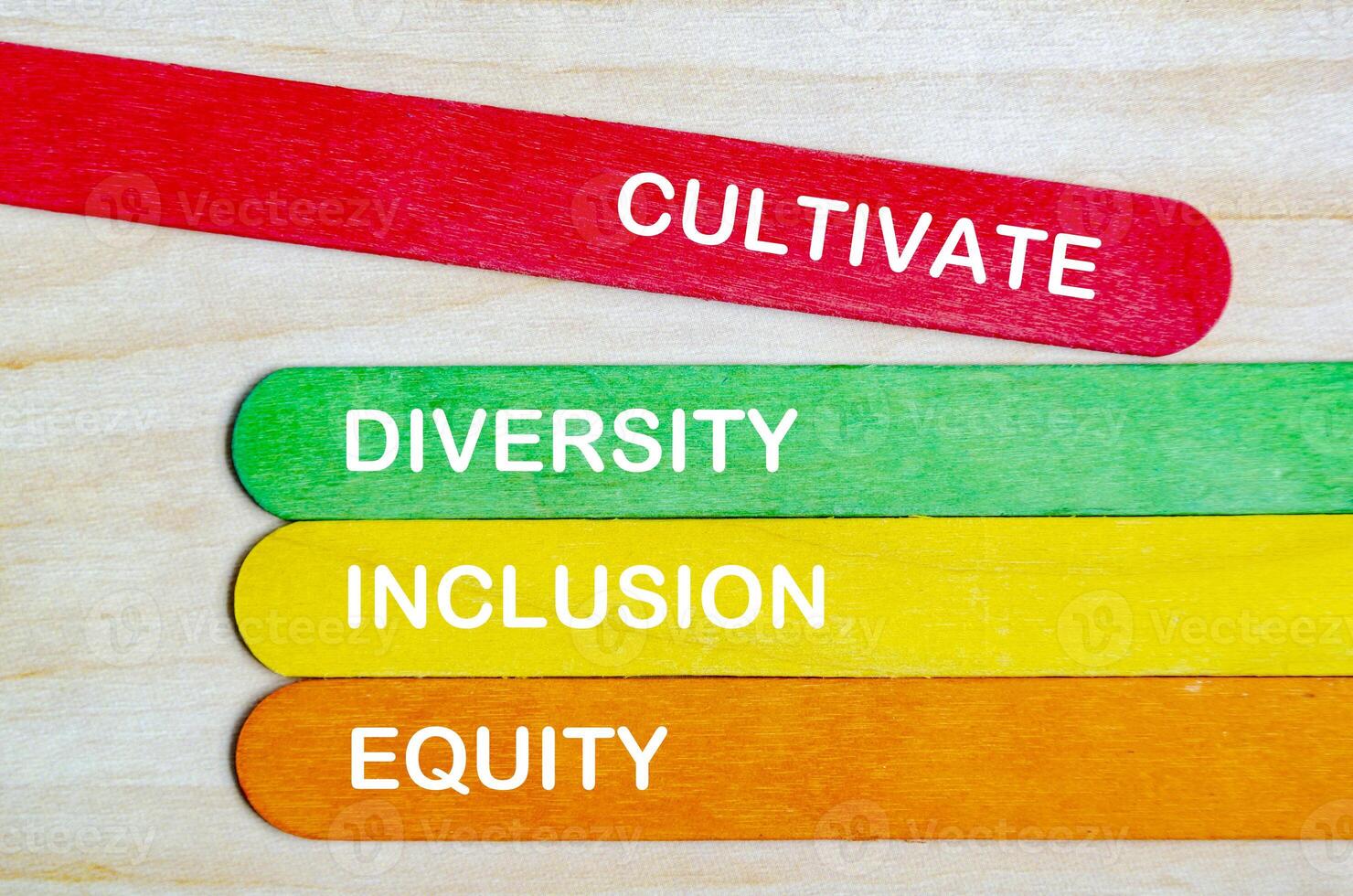 RACI represent Responsible, Accountable, Consulted and informed text on colorful wooden sticks.. photo