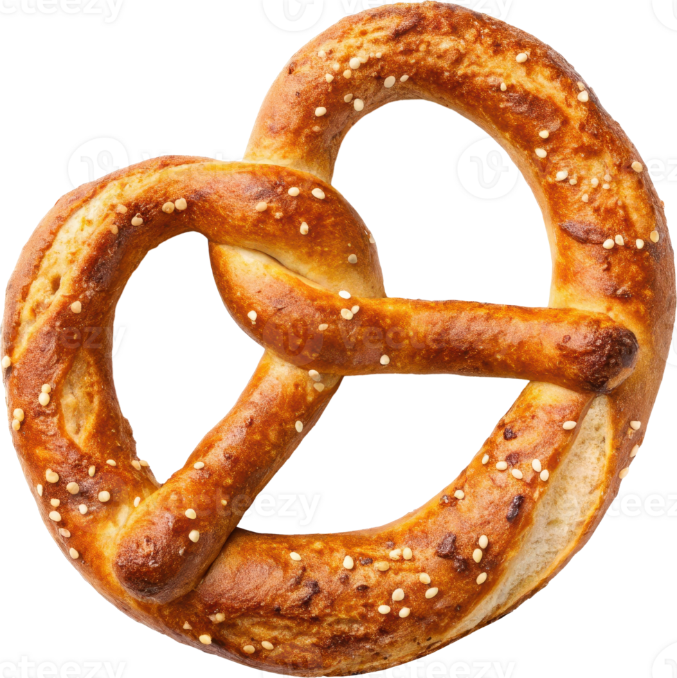 Freshly Baked Golden Twisted Pretzel with Crispy Texture and Salty Flavor for Snacking appetizers png