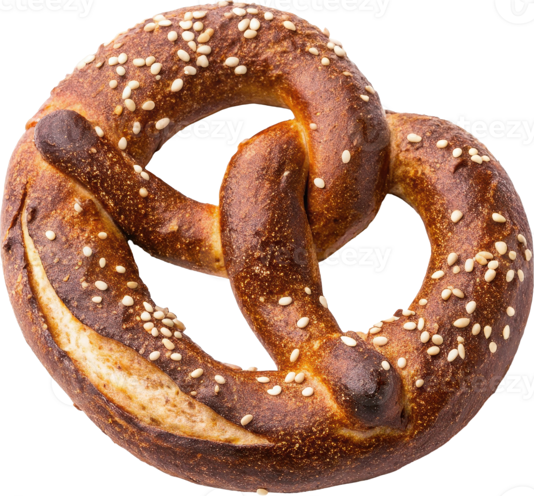 Freshly Baked Twisted Pretzel Snack with Crispy Crust and Savory Seasoning png
