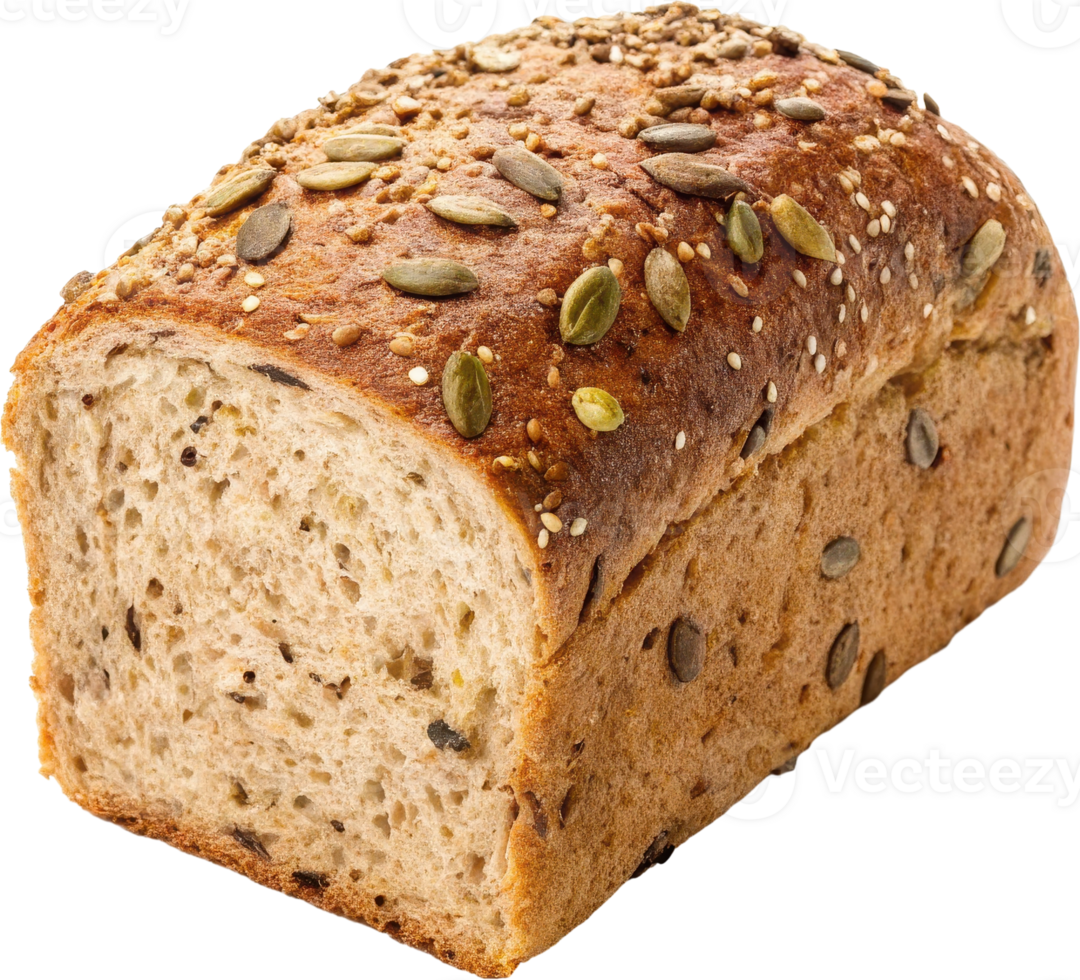Freshly Baked Multigrain Bread Loaf with Crunchy Crust and Textured Crumb png