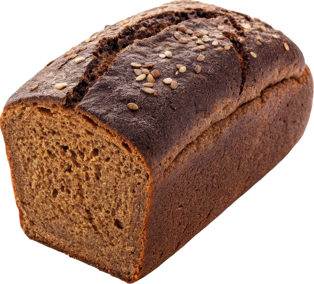 Hearty Pumpernickel Bread Loaf with Crisp Dark Crust and Robust Texture png