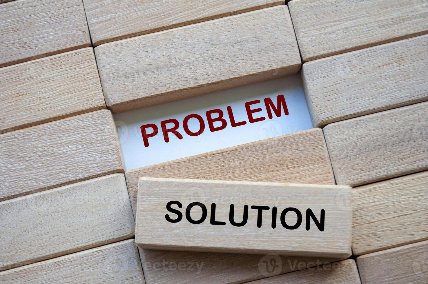 Problem and Solution text on wooden blocks representing problem solving business skill. Solution concept photo