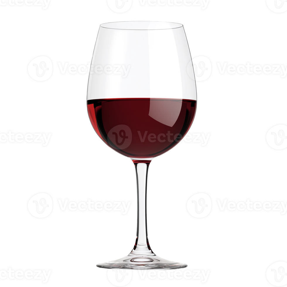 Glass tall goblet with red wine inside. Without background. png