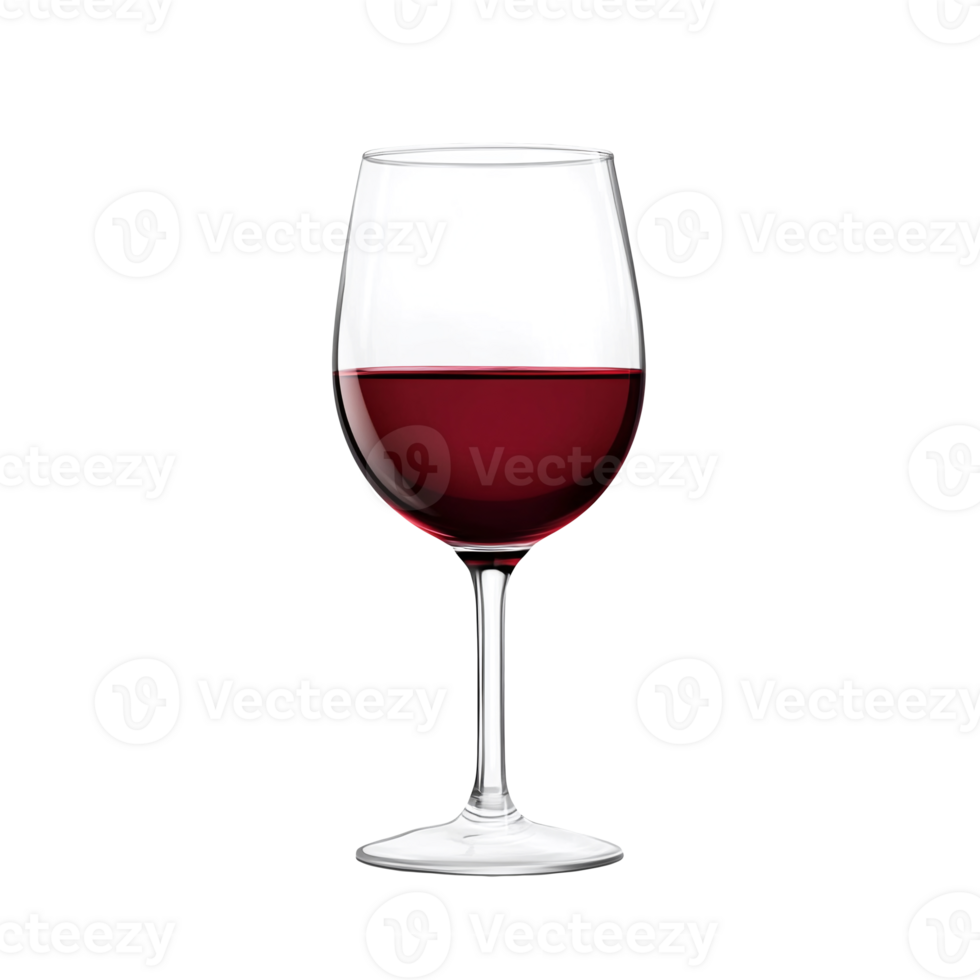 Glass tall goblet with red wine inside. No background. png
