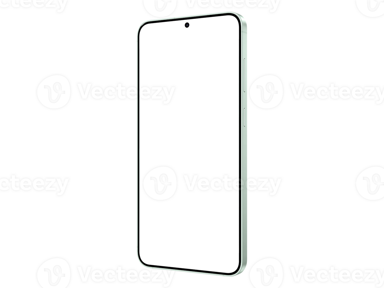 Mint Smartphone Mockup Template Without Background Isolated Isometric png