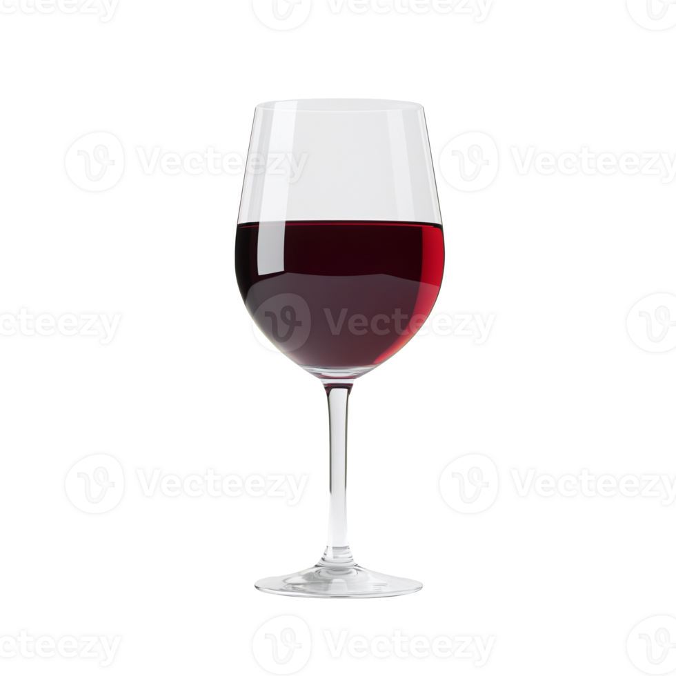 Glass tall goblet with red wine inside. With no background. Isolated png