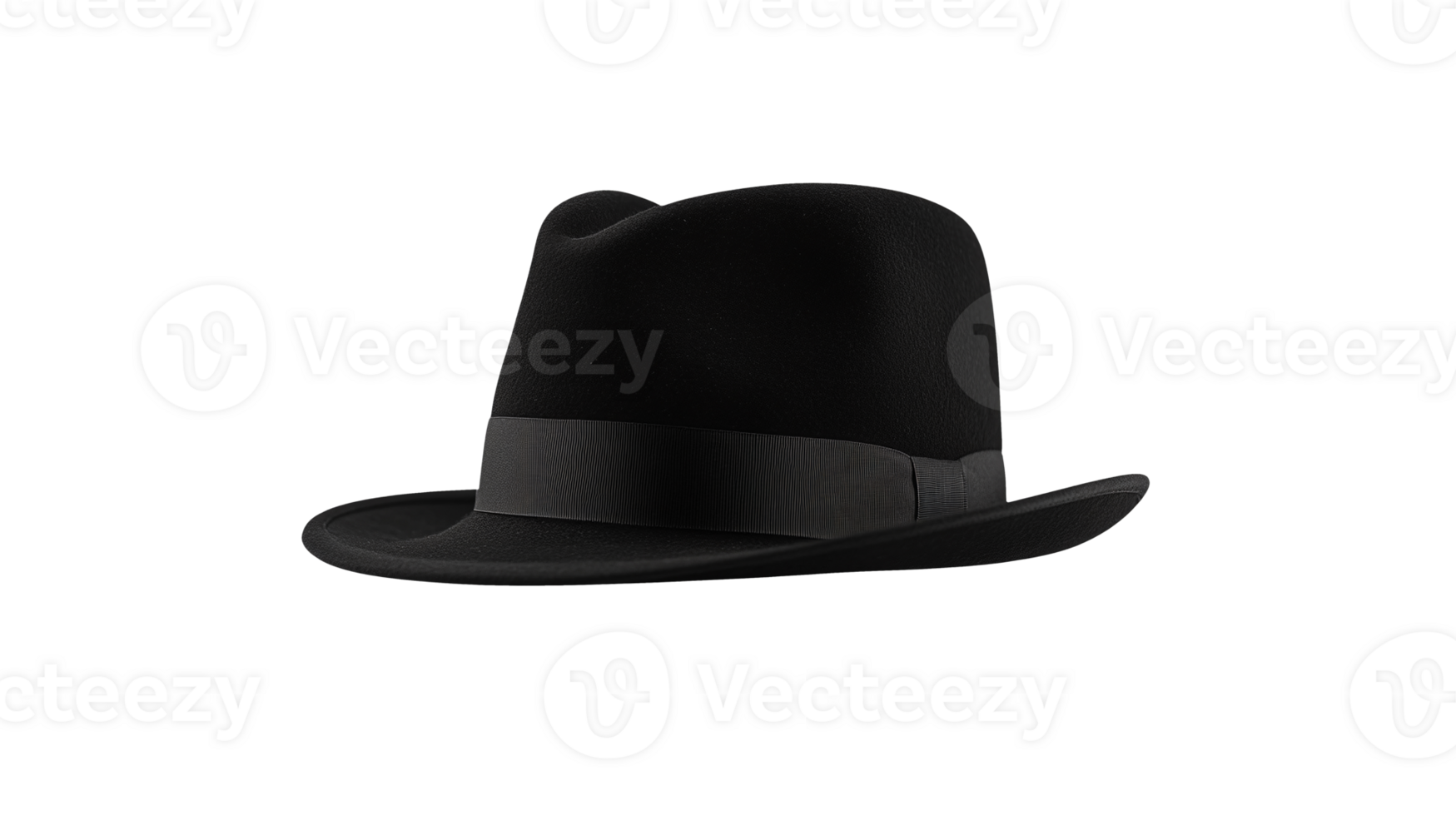 Black fedora hat with no background. Isolated png