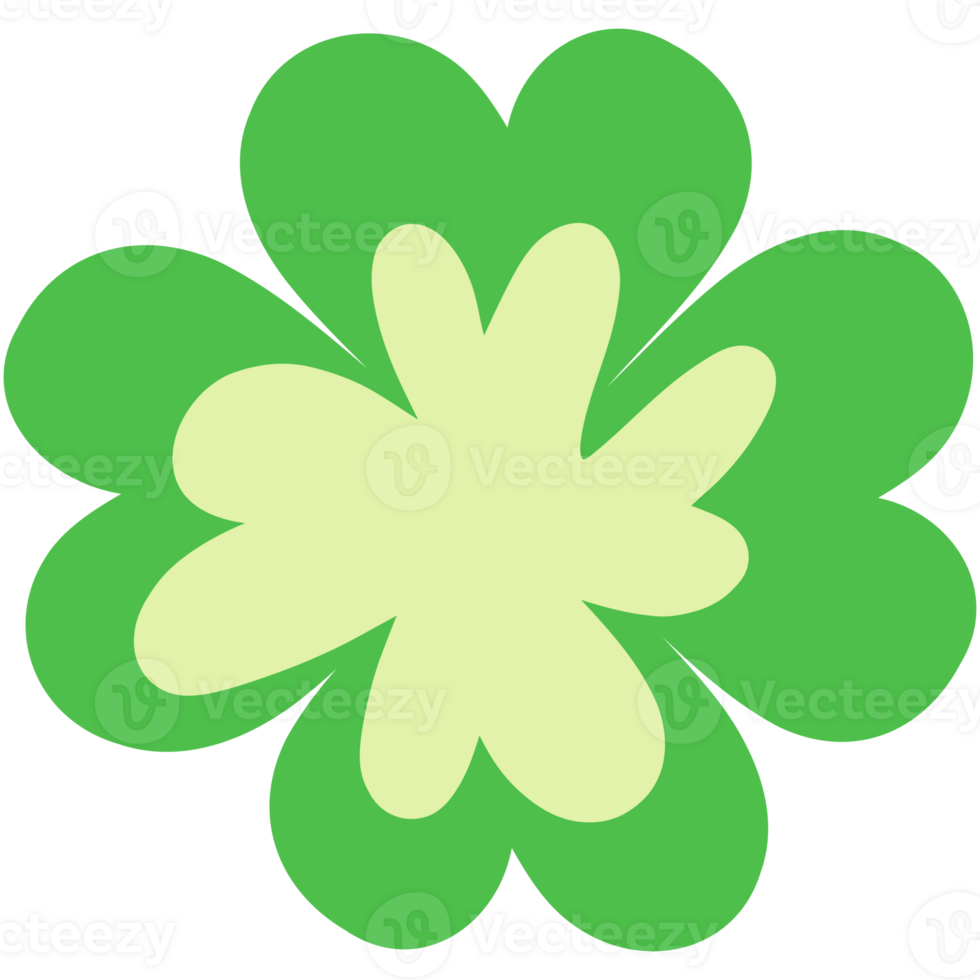 Groovy retro green clover four leaf png