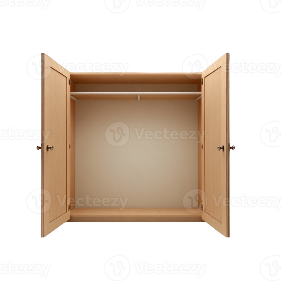 A Empty walk in wardrobe isolated on transparent background png