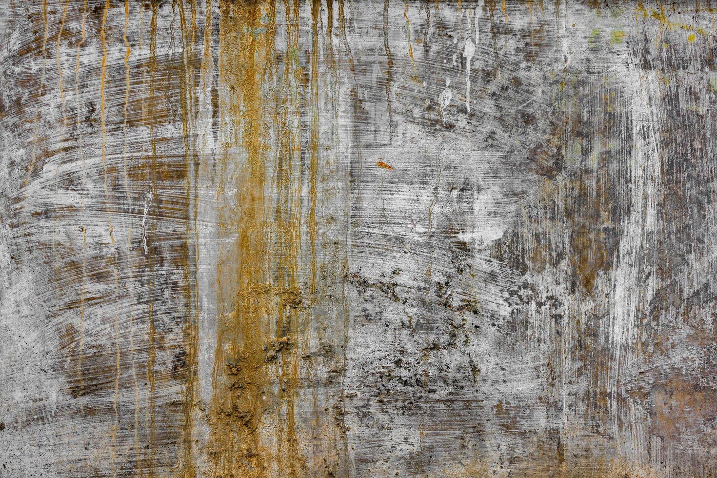 shabby texture with white brush strokes and rust stains photo
