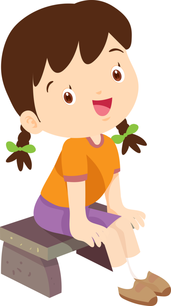 A cartoon girl sitting on a bench png