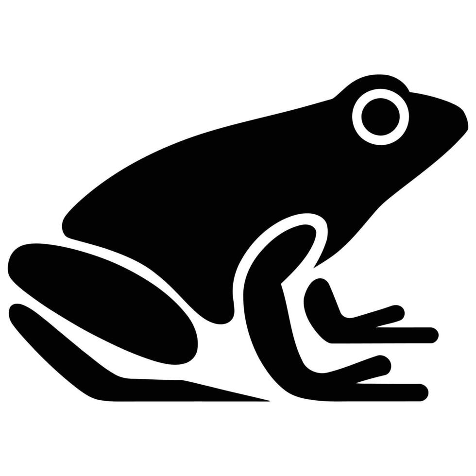 Bold Black Frog Silhouette on White. vector