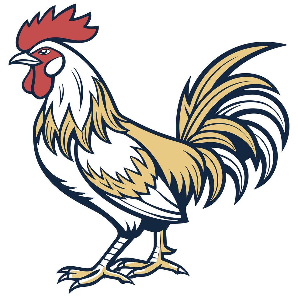 Rooster standing on white background vector