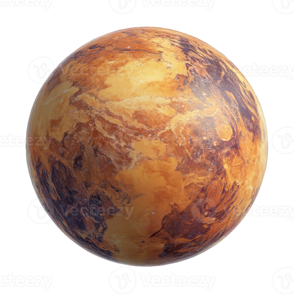 A planet with a brown and orange surface png