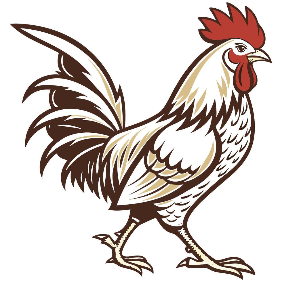 Confident Stylized Chicken Illustration. vector