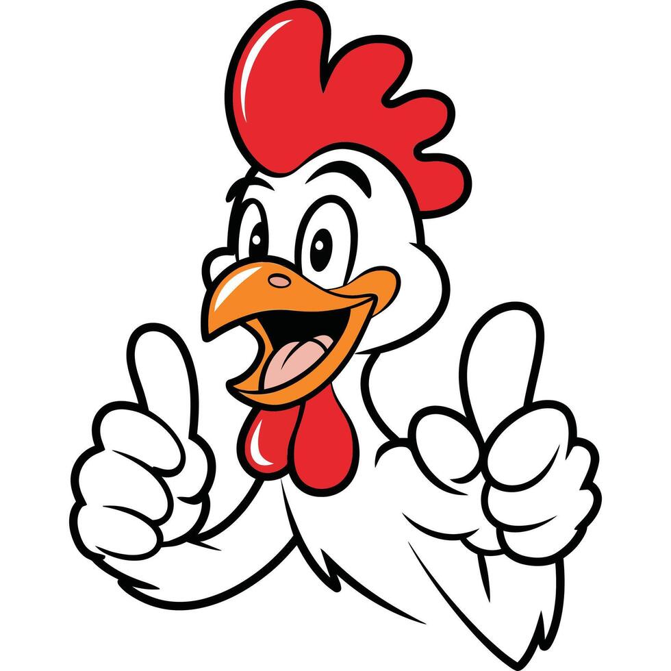 A cartoon chicken giving the thumbs up vector