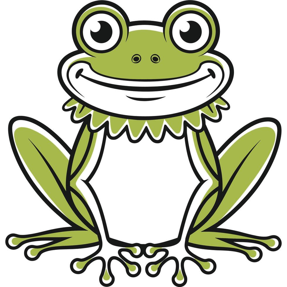Simple Cartoon Frog with Zigzag Collar. vector